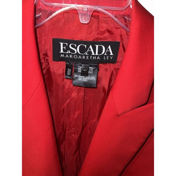 Escada Margaretha Ley Blazer Germany 40 Womens Sz US 10 Wool Red Jacket Vintage - Picture 3 of 10